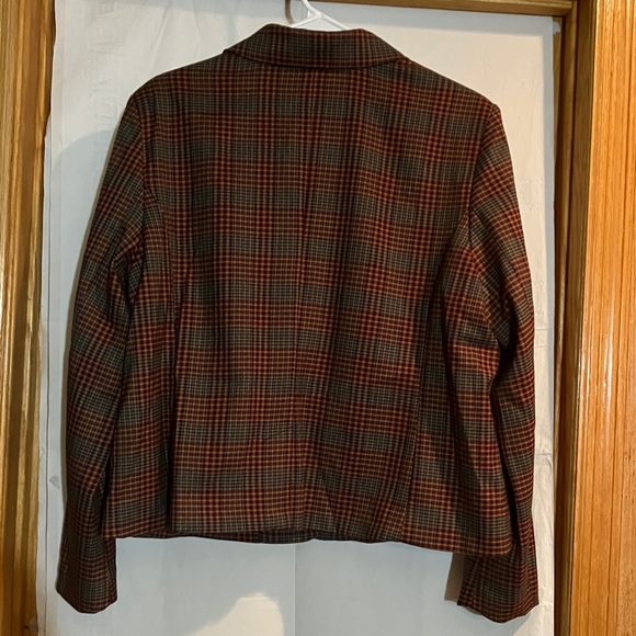 Croft & Barrow Womens XL One Button Blue & Berry Multi Plaid Long Sleeve Blazer - Picture 8 of 9